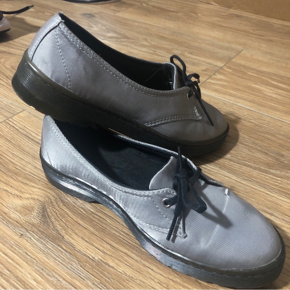 Dr. Martens Silver Gray Lace-Up Flats